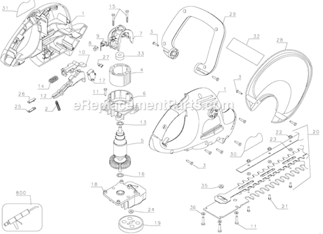 Page A Diagram and Parts List for  Black and Decker Hedge Trimmer